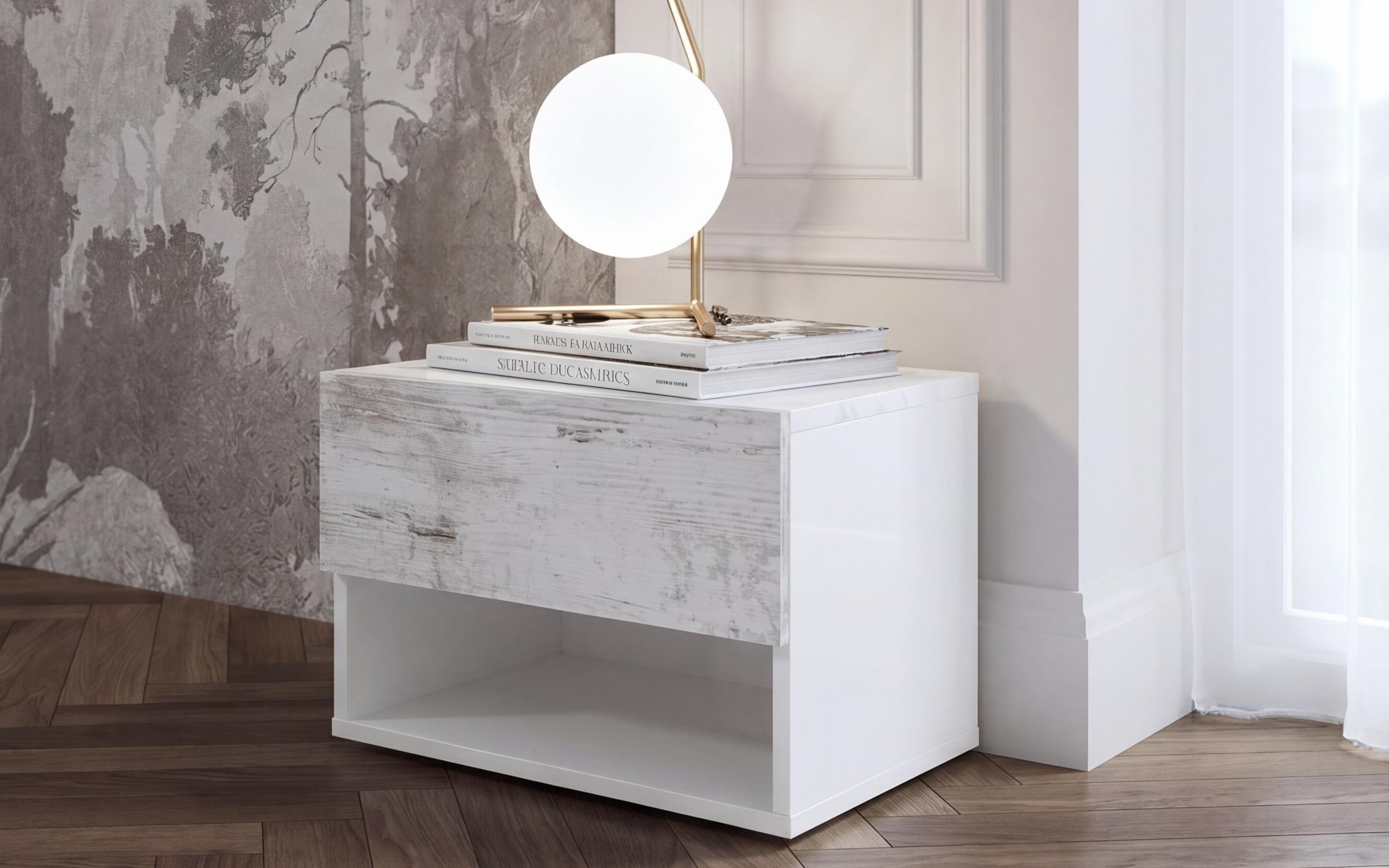 Nightstand Zora, white + Antique oak  1